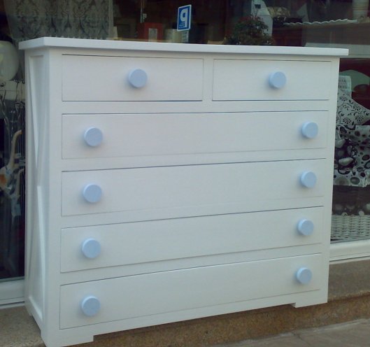 Cómoda aspas, blanco con azul bebé