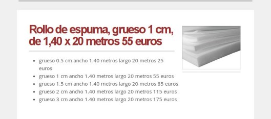 Planchas y rollos de espuma 