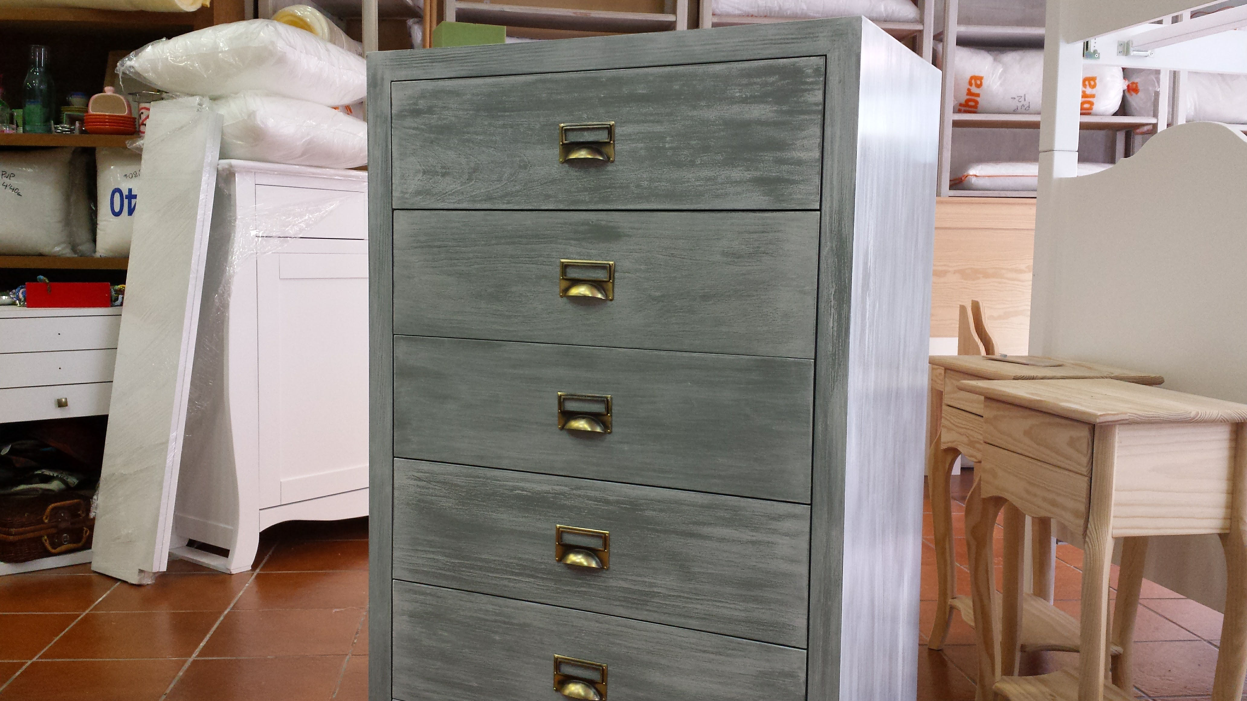 Sinfonier azul patinado 6 cajones